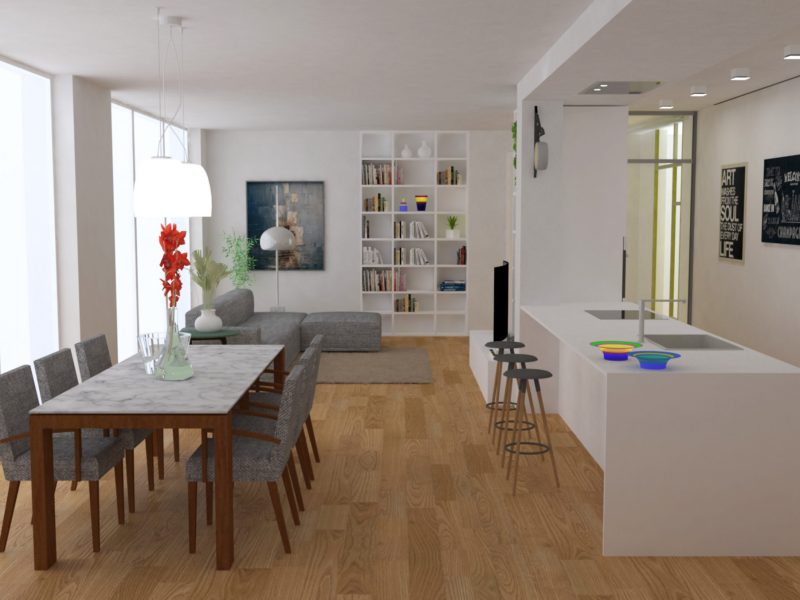 Living + Cucina per un open space ad Appignano